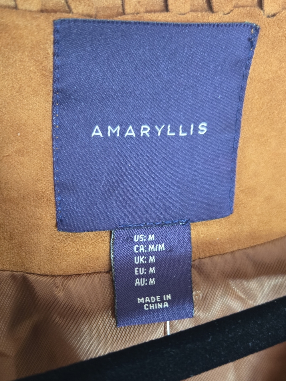 Amaryllis Faux Suede Fringe Jacket M Camel Brown Western Boho Cropped NWT - Picture 13 of 17